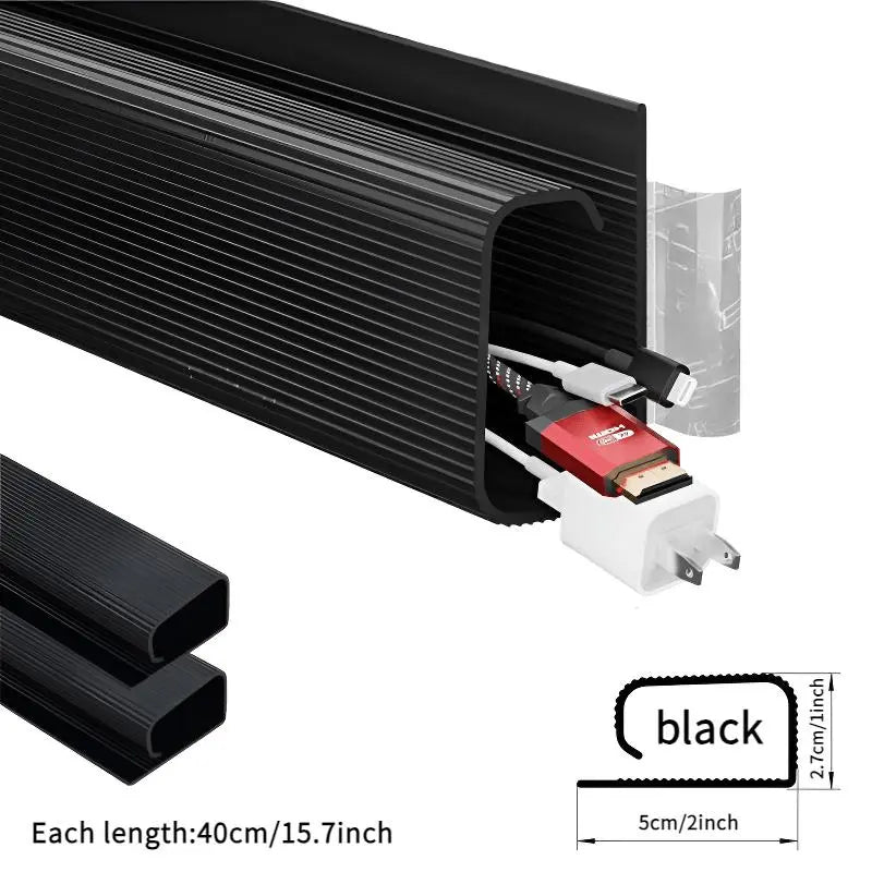 No-Drill Desktop Cable Channel | Matte Finish