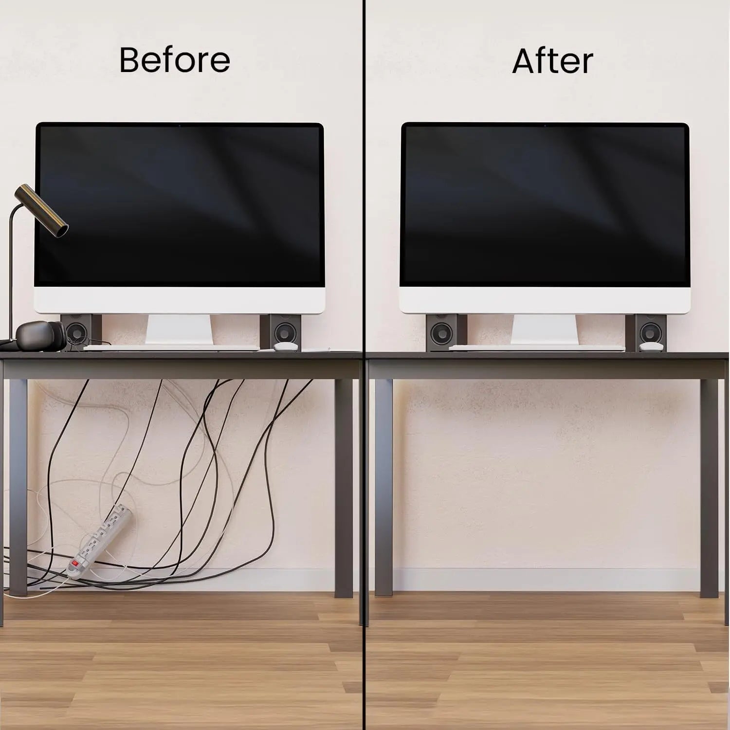 No-Drill Desktop Cable Channel | Matte Finish