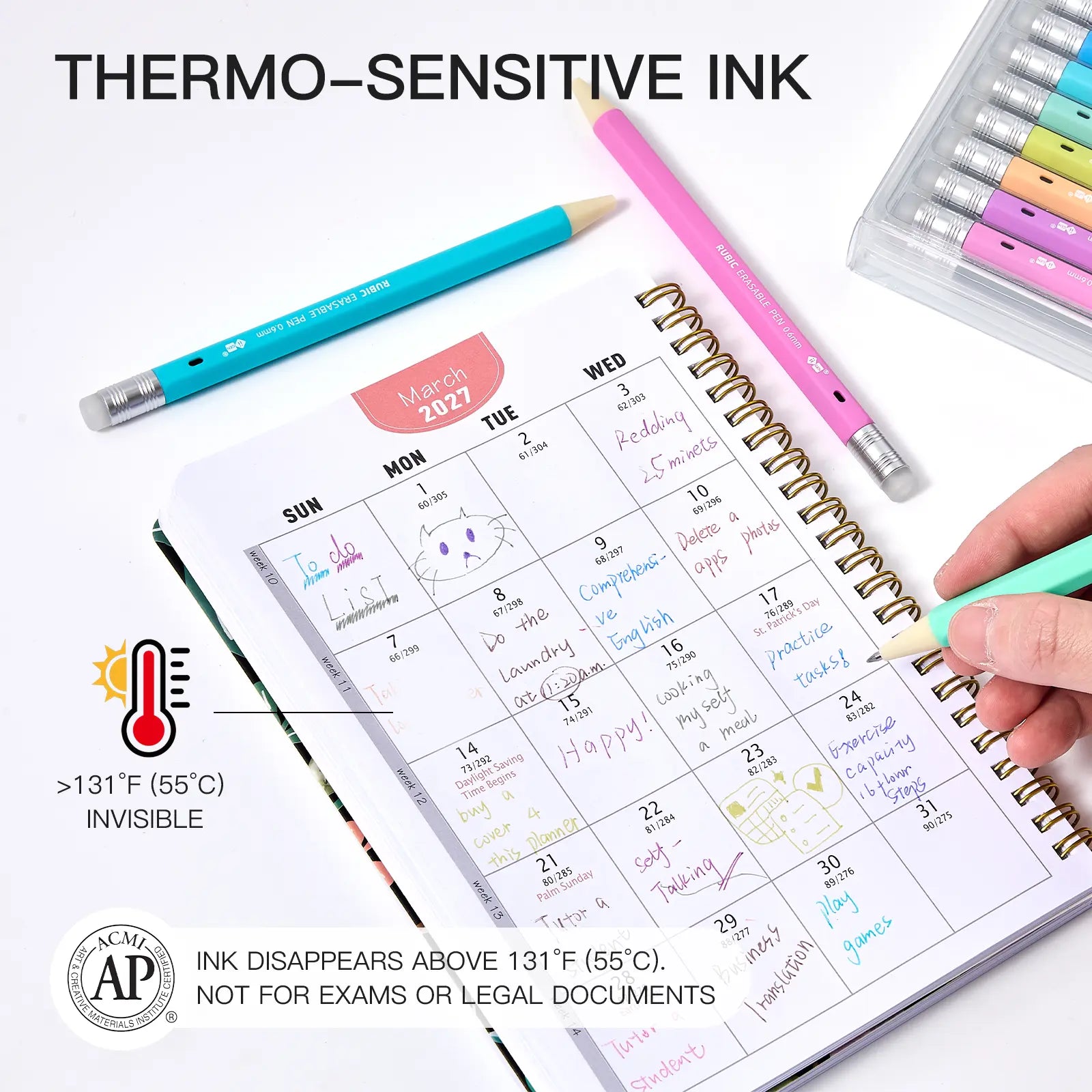 Precision Erasable Gel Pens (Hexagonal Grip)