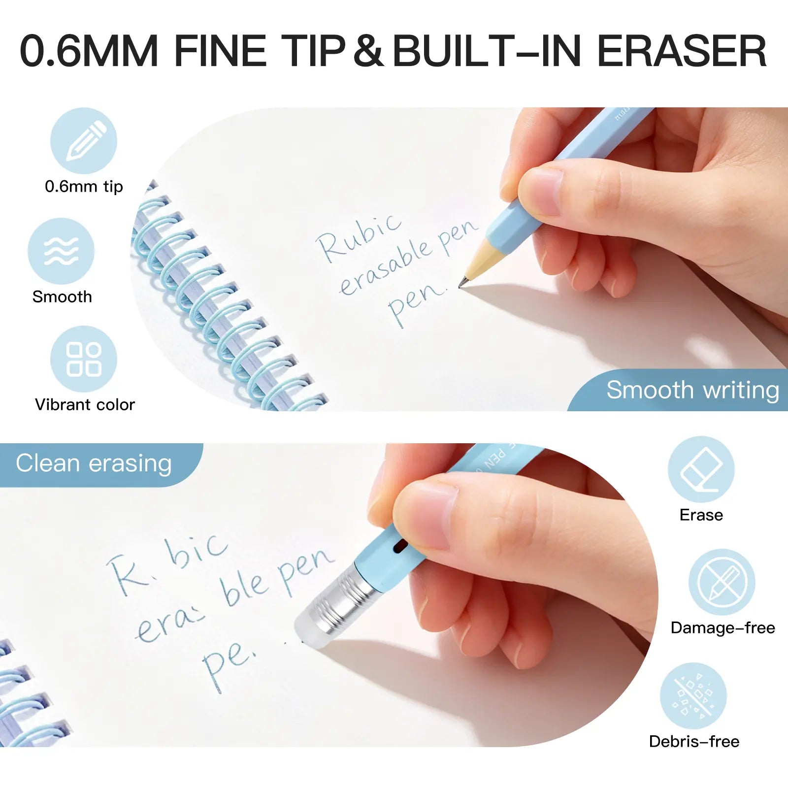 Precision Erasable Gel Pens (Hexagonal Grip)