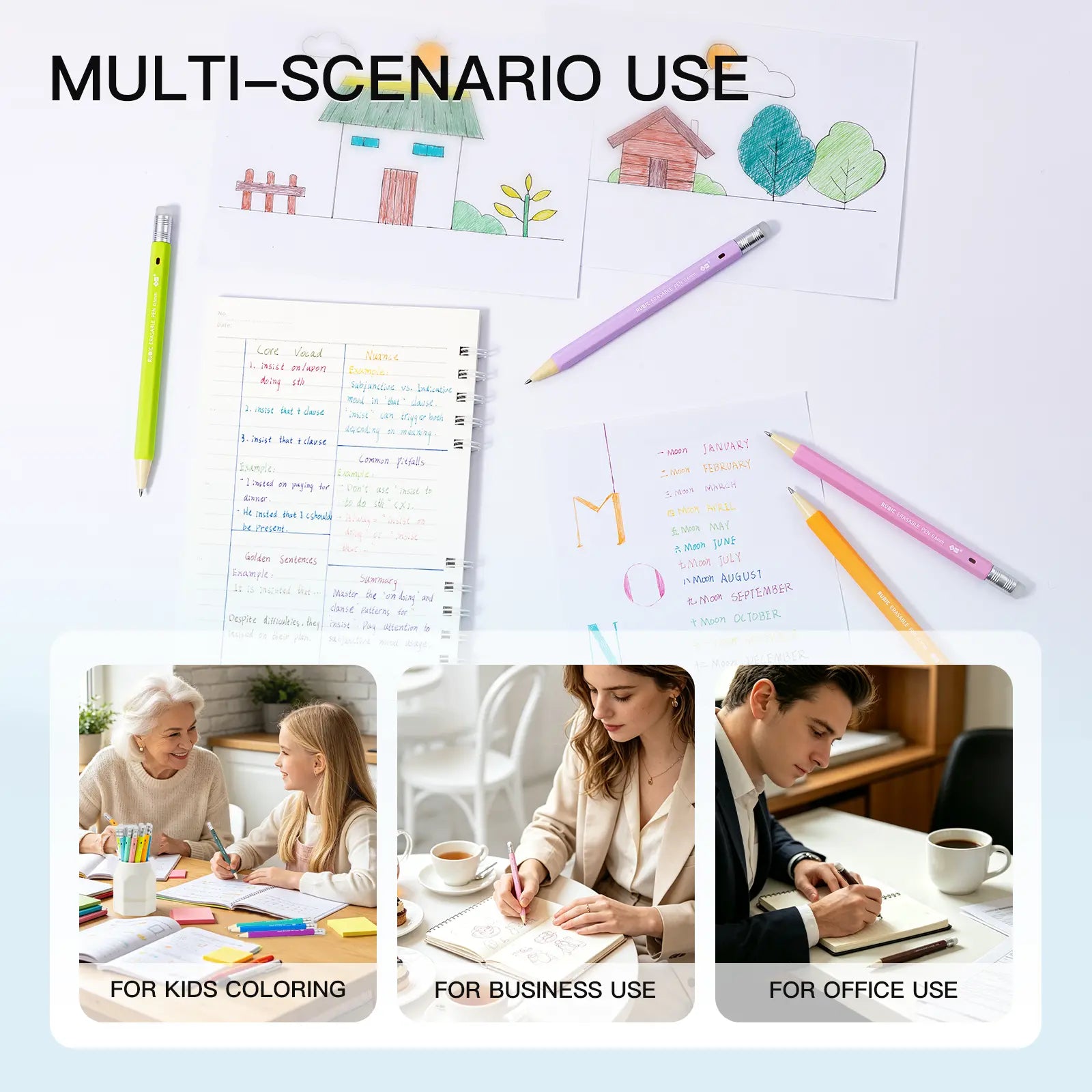 Precision Erasable Gel Pens (Hexagonal Grip)